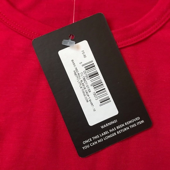 PrettyLittleThing Basic Roll Sleeve Crop T-Shirt - Picture 6 of 9